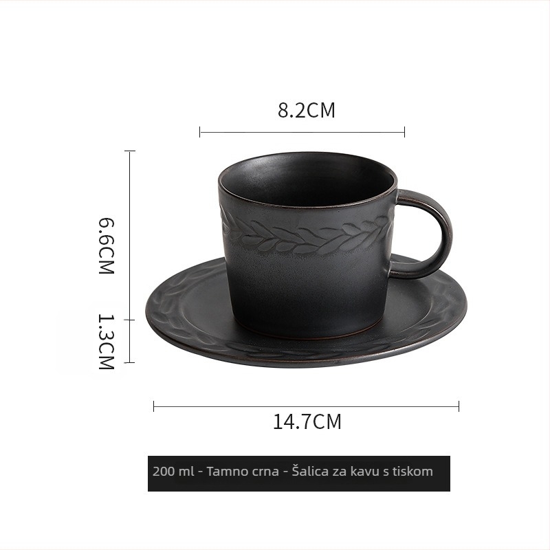 Francuski retro set šalica za kavu i tanjurić s keramičkom glazurom, nordijski stil, šalica za poslijepodnevni čaj i šalica crnog čaja, dizajnerski, vrhunski