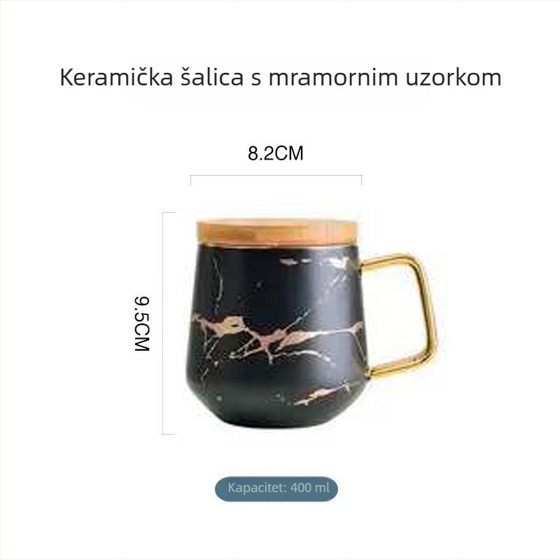 Moderan jednostavan keramički set šalice za kavu i tanjurića s mramornim uzorkom