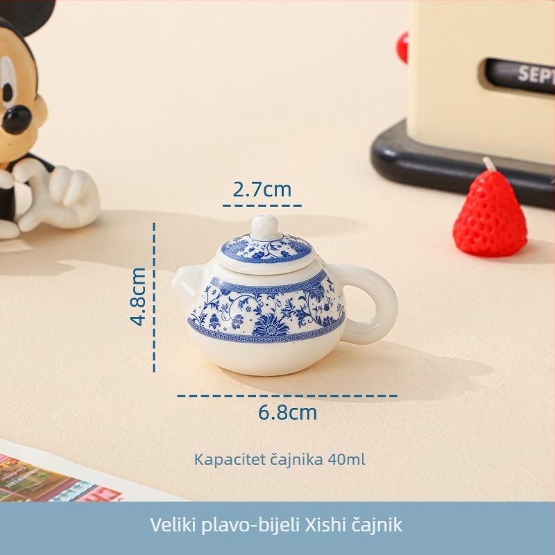 Mini dječji set za čaj s keramičkim čajnikom – biserno bijela, realistična igračka za djecu, u kutiji