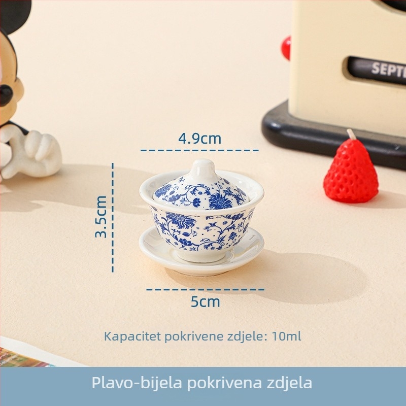 Mini dječji set za čaj s keramičkim čajnikom – biserno bijela, realistična igračka za djecu, u kutiji