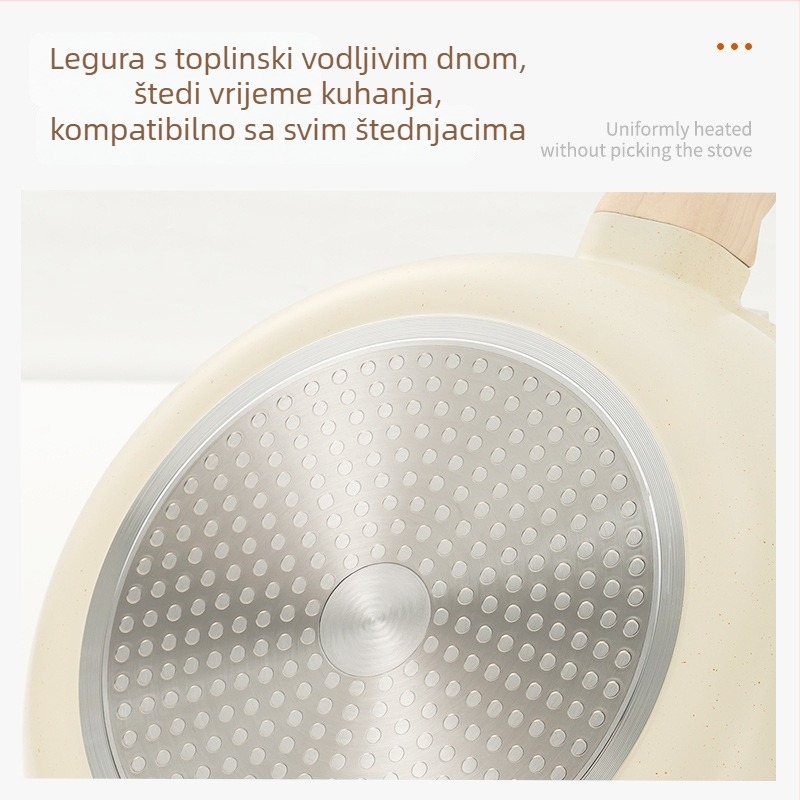 Maifan kamen nepreklopljeni set posuda s nelepivom površinom: tava za prženje, plitka tava i posuda za juhu, kompatibilna s indukcijom