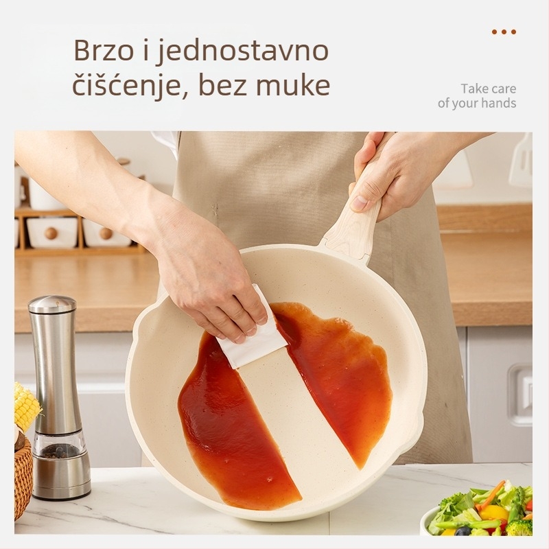 Maifan kamen nepreklopljeni set posuda s nelepivom površinom: tava za prženje, plitka tava i posuda za juhu, kompatibilna s indukcijom