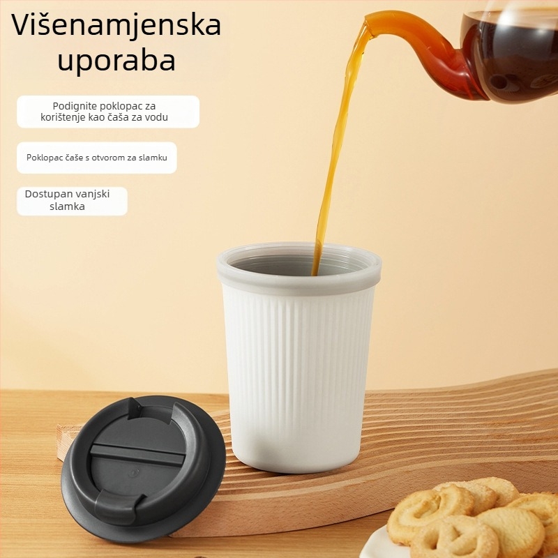 Plastična šalica za kavu s izolacijom, Ins stil, zaštita od opeklina, premium dojam, prenosiva, otporna na prolijevanje