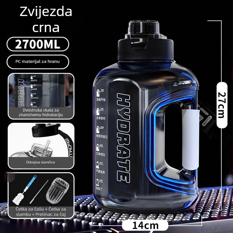 Bočica za vodu velikog kapaciteta, 2026 novi model, muška sportska boca, veliki kapacitet, otporna na visoke temperature, ljetna boca za vodu