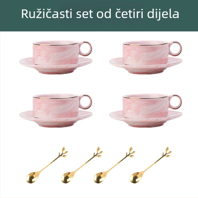 Mini set šalice za kavu i podmetač od porcelana, nordijski stil, mramorni uzorak, elegantan dizajn