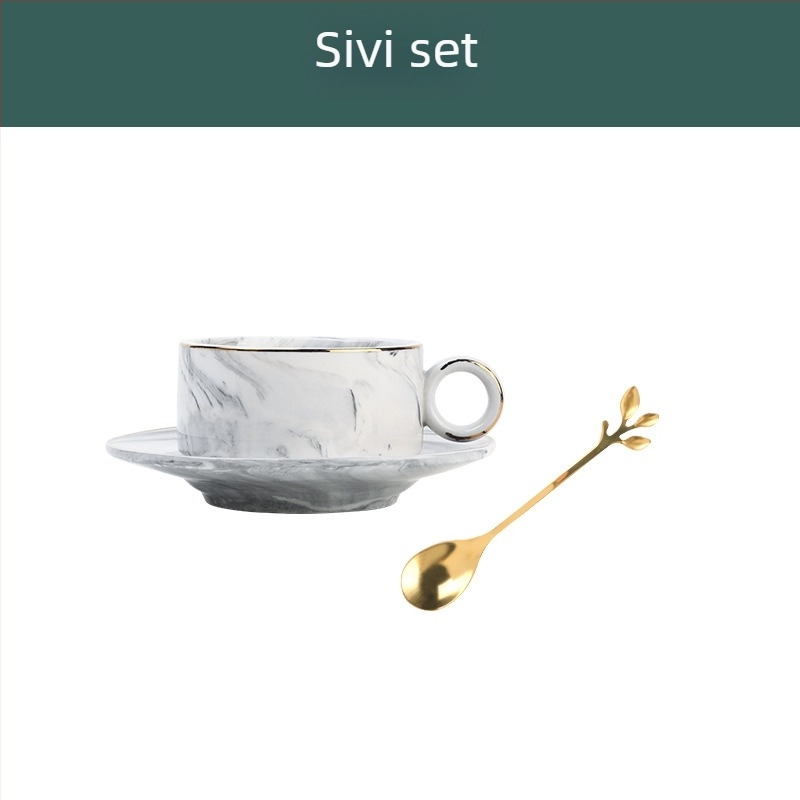 Mini set šalice za kavu i podmetač od porcelana, nordijski stil, mramorni uzorak, elegantan dizajn