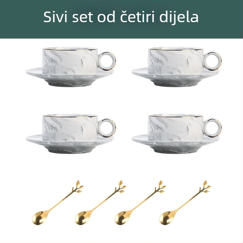 Mini set šalice za kavu i podmetač od porcelana, nordijski stil, mramorni uzorak, elegantan dizajn