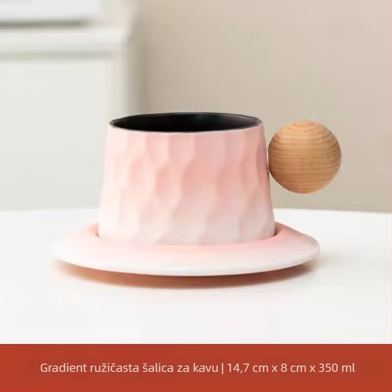 Set keramičkih šalice i tanjurića za ured — vintage minimalistički stil, za kavu i poslijepodnevni čaj