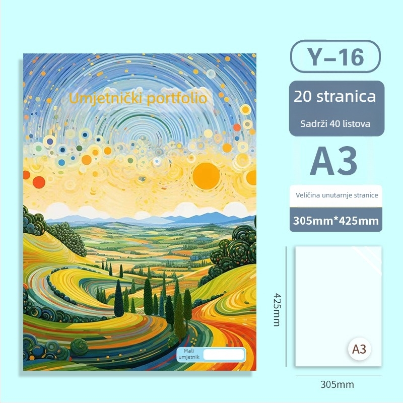 Prijenosni A3 umjetnički fascikl i portfelj, zaštitni album za 20 stranica djela, A3 veličina, 4K umjetnička zbirka, A2 fascikl, 8K ilustracijski fascikl