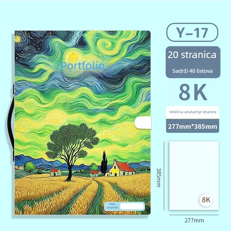 Prijenosni A3 umjetnički fascikl i portfelj, zaštitni album za 20 stranica djela, A3 veličina, 4K umjetnička zbirka, A2 fascikl, 8K ilustracijski fascikl