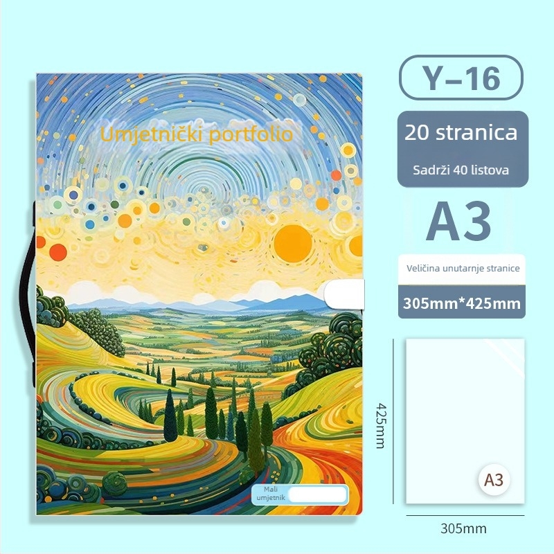 Prijenosni A3 umjetnički fascikl i portfelj, zaštitni album za 20 stranica djela, A3 veličina, 4K umjetnička zbirka, A2 fascikl, 8K ilustracijski fascikl