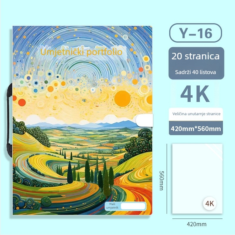 Prijenosni A3 umjetnički fascikl i portfelj, zaštitni album za 20 stranica djela, A3 veličina, 4K umjetnička zbirka, A2 fascikl, 8K ilustracijski fascikl