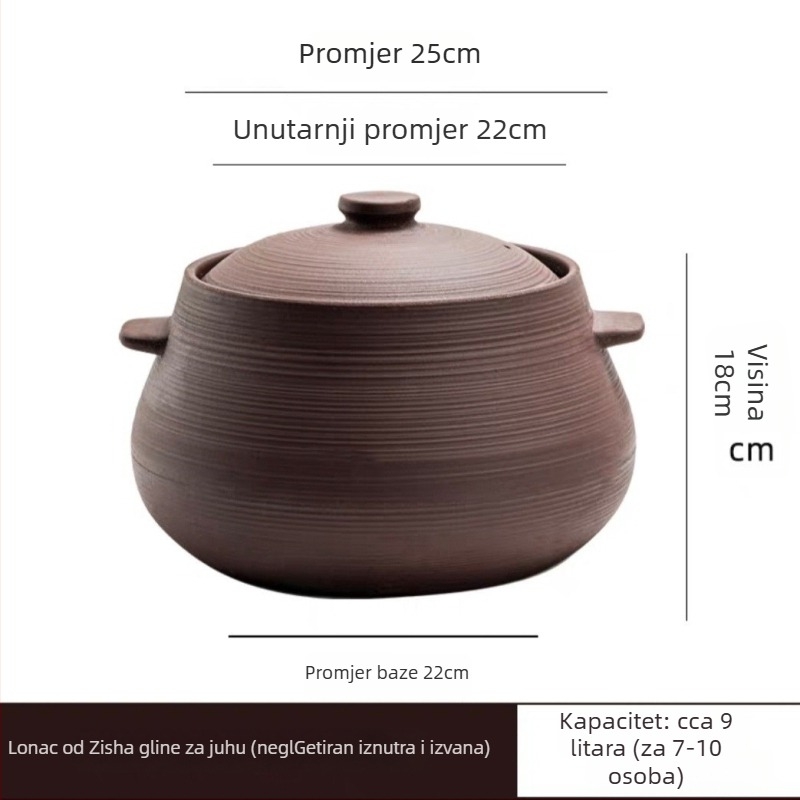Posuda od purpurne glinene za juhe, tradicionalni stil, velika zapremina za kuhanje cijelog pileta, otporna na visoke temperature