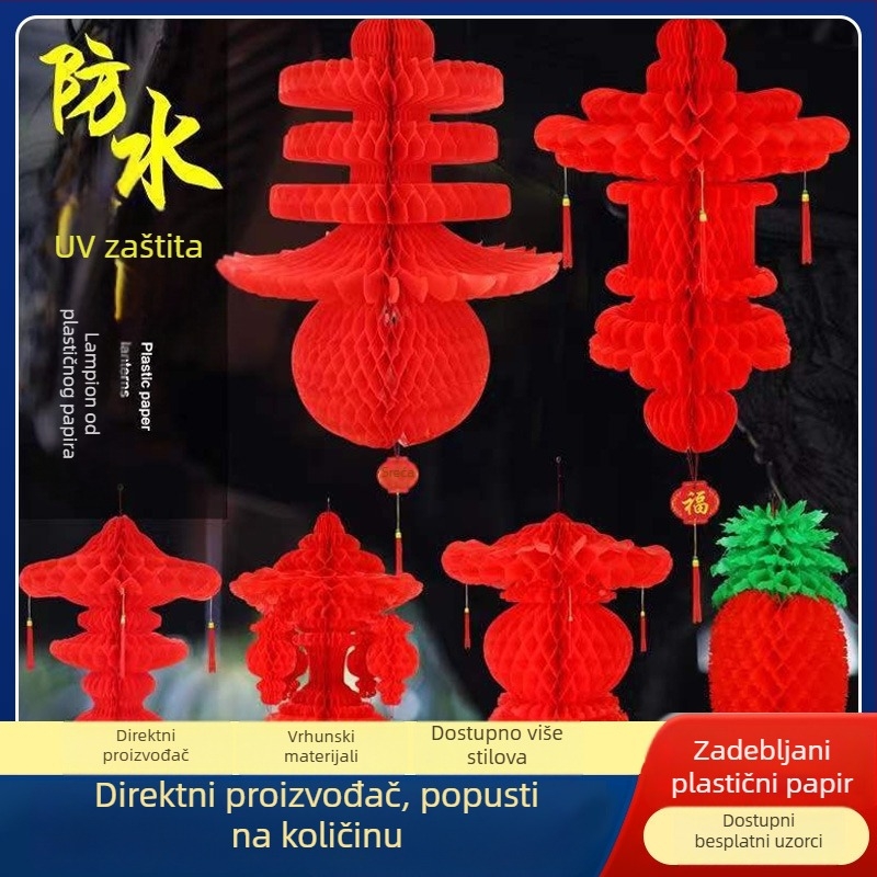 Sklopivi lampioni od plastiko-papira s motivom bogatstva i sigurnosti za dekoracije Novoj godini i proljetnim proslavama