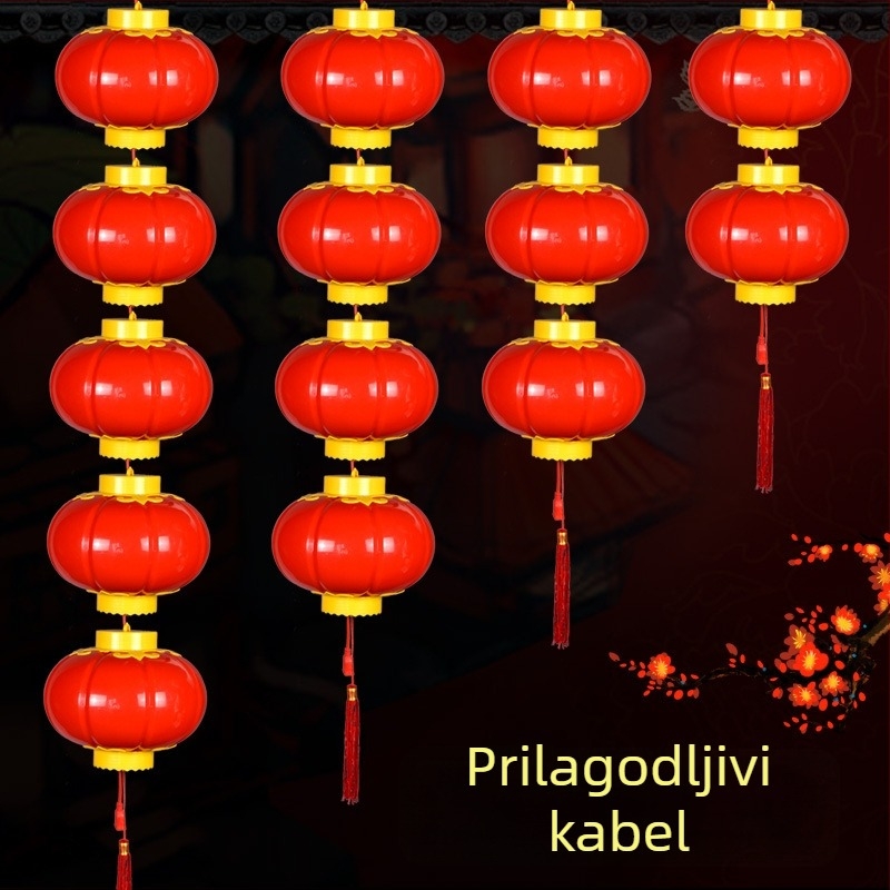 Akrilni LED crveni lampioni na niz, vanjske vodootporne plastične svjetleće dekoracije za vjenčanja, useljenje i Novu godinu