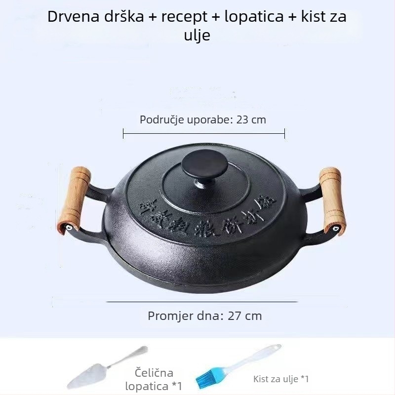 Vintage lijevana tava za palačinke, debela, bez premaza, kućnu upotrebu