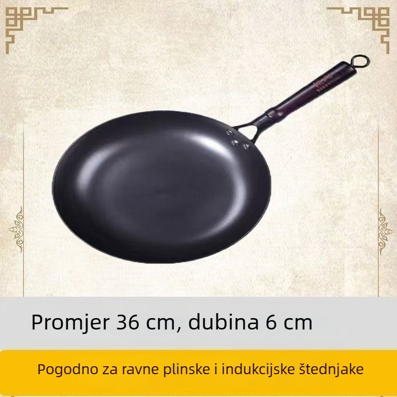 Livena tava s plosnim dnom, bez premaza, ekološki prihvatljiva, klasična kućna tava za steak, palačinke i jaja