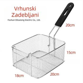 Koš za prženje od nehrđajućeg čelika 304 sa kvadratnim otvorima, razmak rupa 4 mm, filter za ulje