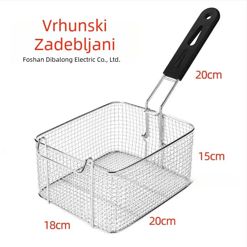 Koš za prženje od nehrđajućeg čelika 304 sa kvadratnim otvorima, razmak rupa 4 mm, filter za ulje