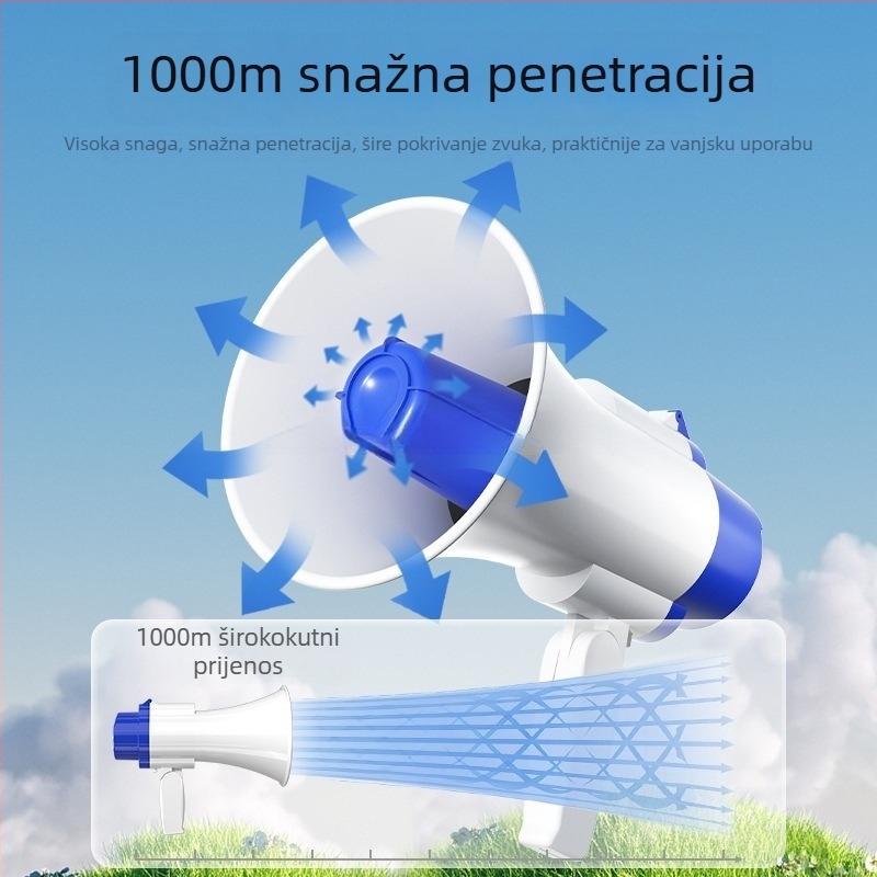 Ručni megafon za vanjsku upotrebu, baterijsko napajanje, visoka glasnoća