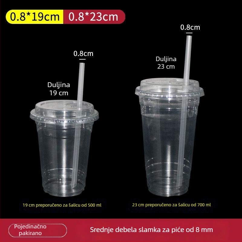 Slamka za mliječni čaj, promjer 8 mm, jednokratna, individualno pakirana, oštar vrh, za limun čaj, kalibar 0,8