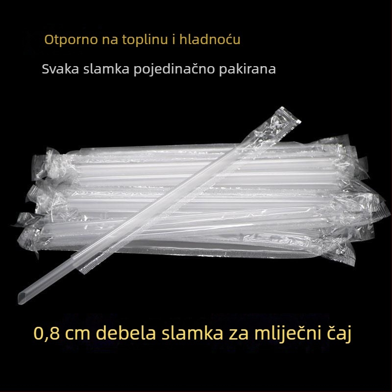 Slamka za mliječni čaj, promjer 8 mm, jednokratna, individualno pakirana, oštar vrh, za limun čaj, kalibar 0,8