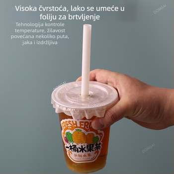 Jednokratna biorazgradiva PLA slamka, pojedinačno pakirana, za kavu, napitke i mliječni čaj.
