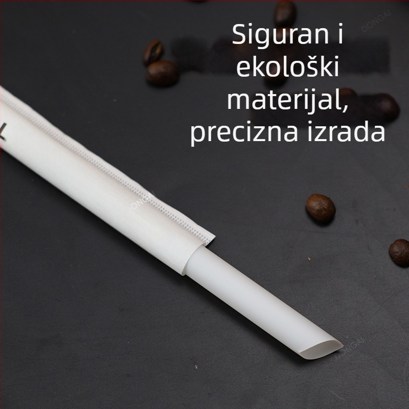Jednokratna biorazgradiva PLA slamka, pojedinačno pakirana, za kavu, napitke i mliječni čaj.