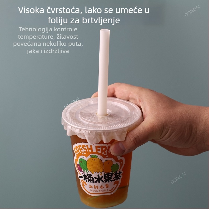 Jednokratna biorazgradiva PLA slamka, pojedinačno pakirana, za kavu, napitke i mliječni čaj.