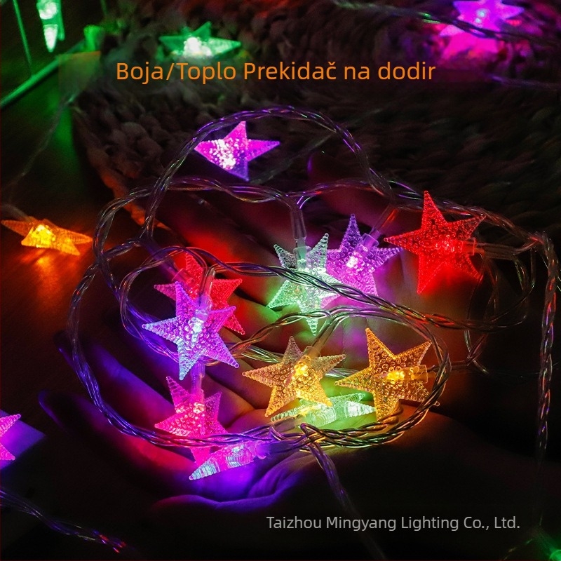 LED Zvjezdana Vijenac s Daljinskim Upravljačem, Solarno i USB Napajanje, 20 LED, Topla Bijela 3000K, IP65, Unutarnja/Vanjska Božićna Dekoracija, Model Infinite Stars