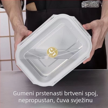 Kutija za ručak od 304 nerđajućeg čelika, prehrambene klase, s poklopcem, kvadratni spremnik za čuvanje hrane