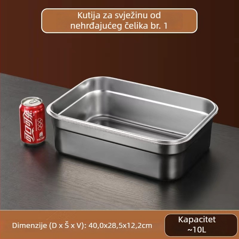 Kutija za ručak od 304 nerđajućeg čelika, prehrambene klase, s poklopcem, kvadratni spremnik za čuvanje hrane