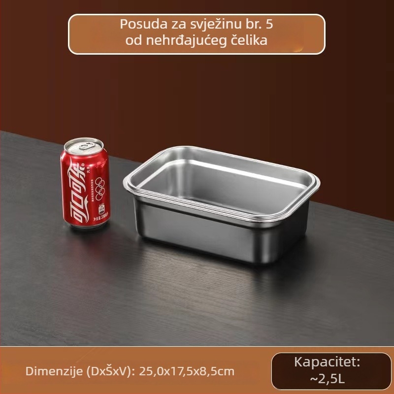 Kutija za ručak od 304 nerđajućeg čelika, prehrambene klase, s poklopcem, kvadratni spremnik za čuvanje hrane