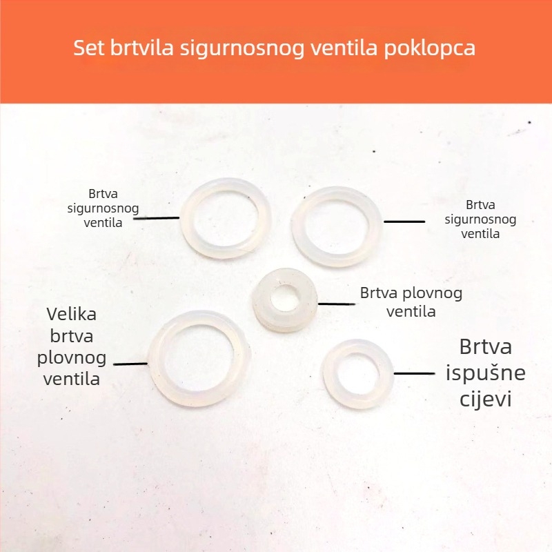Set brtvila ventila lonca pod pritiskom: O-prsteni, brtvilo za zaustavni ventil i dodaci s malom kožnom podlogom