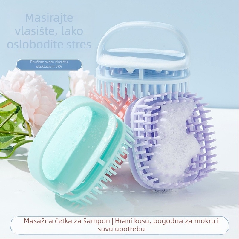 Japanski stil silikonasta četka za šampon za čišćenje vlasišta i masažu, dvostruka upotreba za suhu i mokru kosu