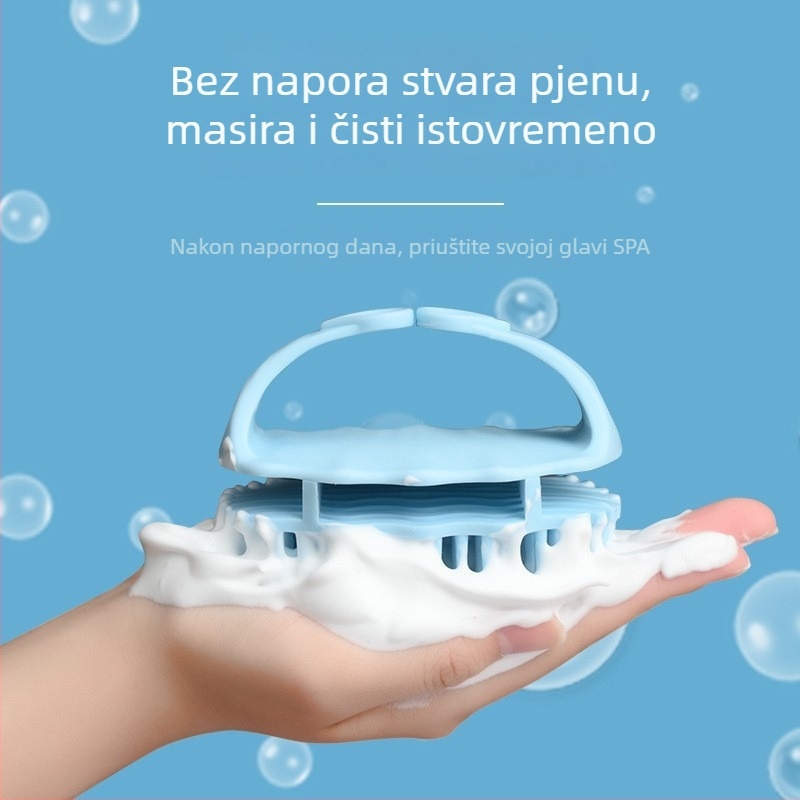 Japanski stil silikonasta četka za šampon za čišćenje vlasišta i masažu, dvostruka upotreba za suhu i mokru kosu
