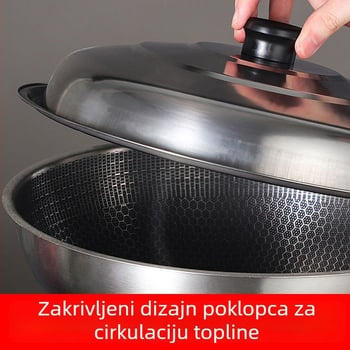 Univerzalni okrugli poklopac od nehrđajućeg čelika za lonce i wok