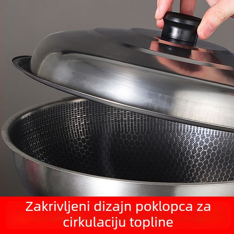 Univerzalni okrugli poklopac od nehrđajućeg čelika za lonce i wok