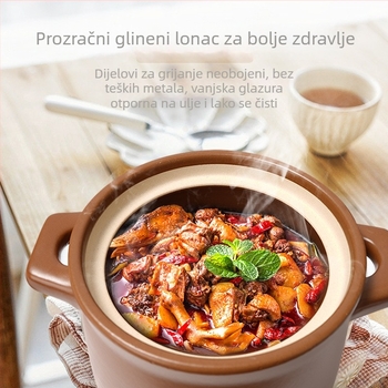 Glinena kaserola za otvoreni plamen, velik kapacitet za juhe, tradicionalni lonac za zdravo kuhanje