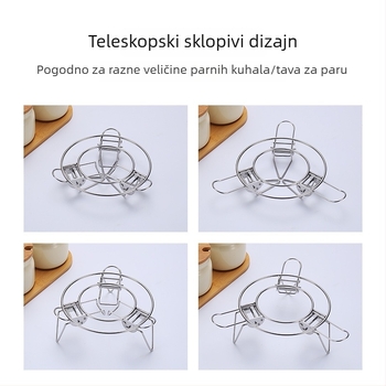 Sklopivi teleskopski stalak za paru od nehrđajućeg čelika 304 s debelim visokim nogama, pogodan za kuhanje na paru u rižaru