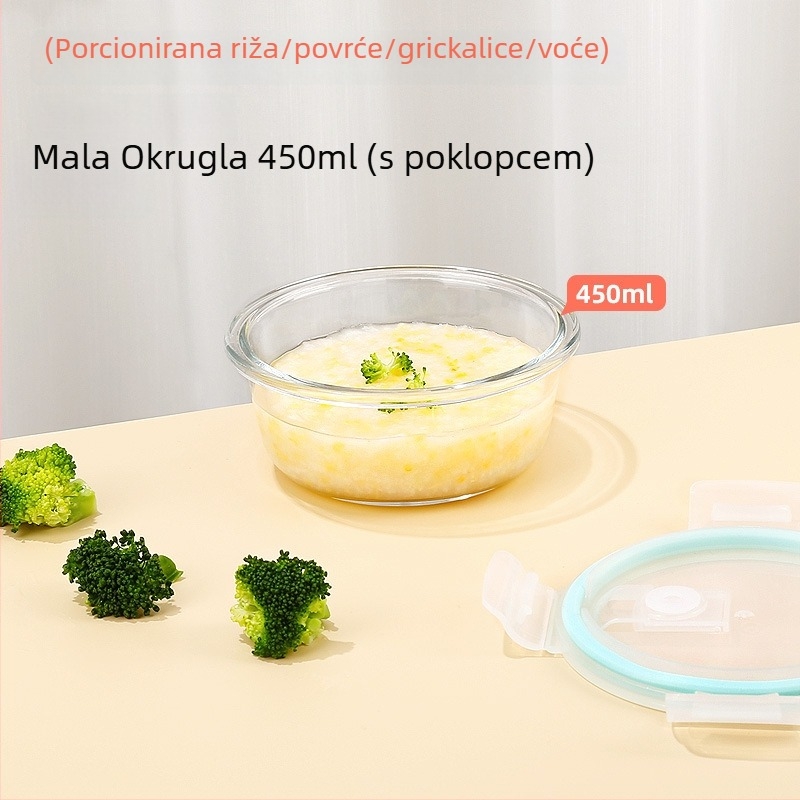 Cilock posuda od borosilikatnog stakla za juhu i voće s poklopcem, pogodno za mikrovalnu pećnicu, 800–1000 ml