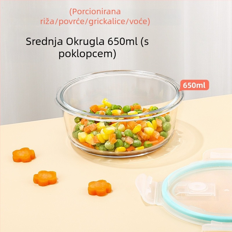 Cilock posuda od borosilikatnog stakla za juhu i voće s poklopcem, pogodno za mikrovalnu pećnicu, 800–1000 ml