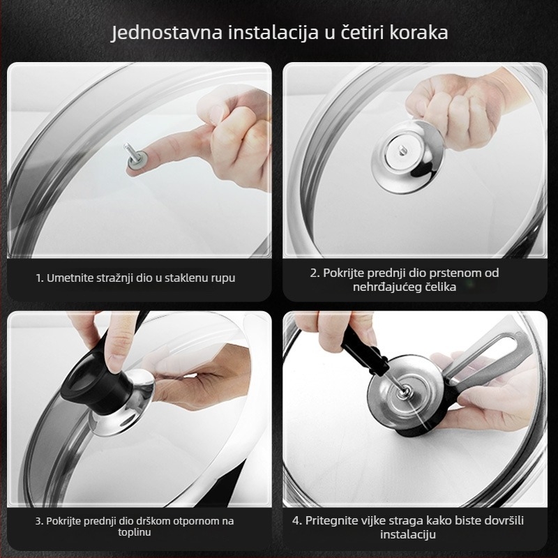 Golden Key poklopac od nehrđajućeg čelika, proziran, za wok i tavicu, visok poklopac, univerzalni poklopac, 32–34 cm