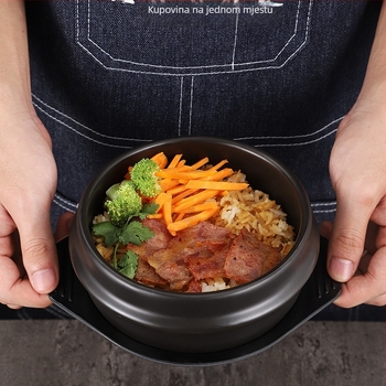 Korejski kameni lonac za bibimbap i korejsku kuhinju, otporan na visoke temperature, glineni lonac kapaciteta 1 L, Doenjang jjigae i Samgyetang