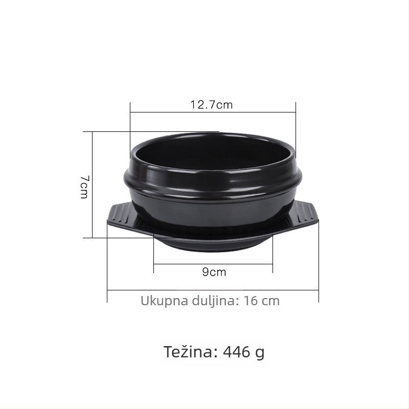 Korejski kameni lonac za bibimbap i korejsku kuhinju, otporan na visoke temperature, glineni lonac kapaciteta 1 L, Doenjang jjigae i Samgyetang