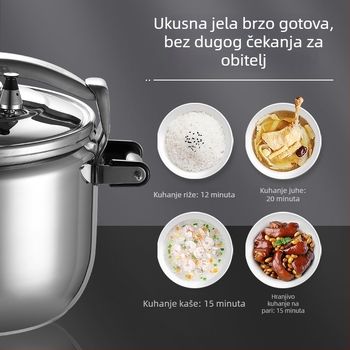 Eksplozijski otporan lonac pod pritiskom za komercijalnu upotrebu, velikog kapaciteta, od nehrđajućeg čelika, univerzalan za plin i indukcijsku ploču, višestruke namjene, ekstra velikog kapaciteta.