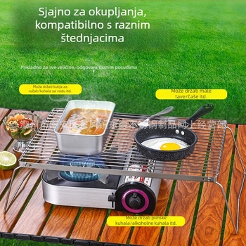 Prijenosni gril od ne magnetnog nehrđajućeg čelika za otvoreno – kvadratni mali set za roštilj s ugljenom, za 3–5 osoba
