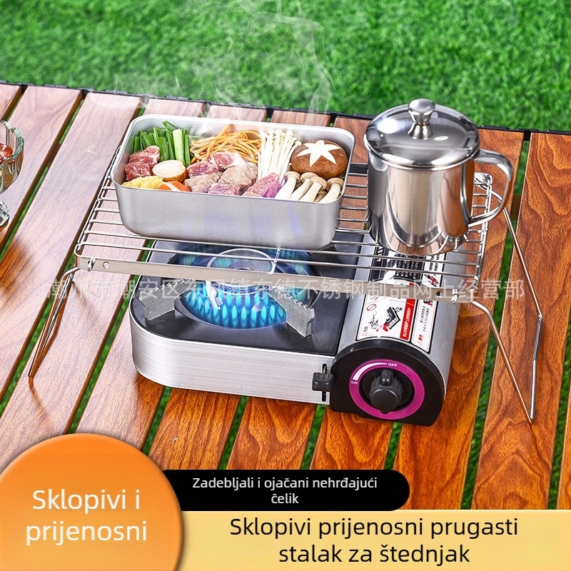Prijenosni gril od ne magnetnog nehrđajućeg čelika za otvoreno – kvadratni mali set za roštilj s ugljenom, za 3–5 osoba