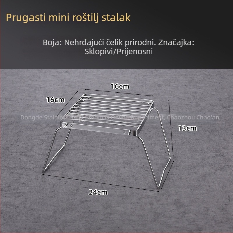 Prijenosni gril od ne magnetnog nehrđajućeg čelika za otvoreno – kvadratni mali set za roštilj s ugljenom, za 3–5 osoba