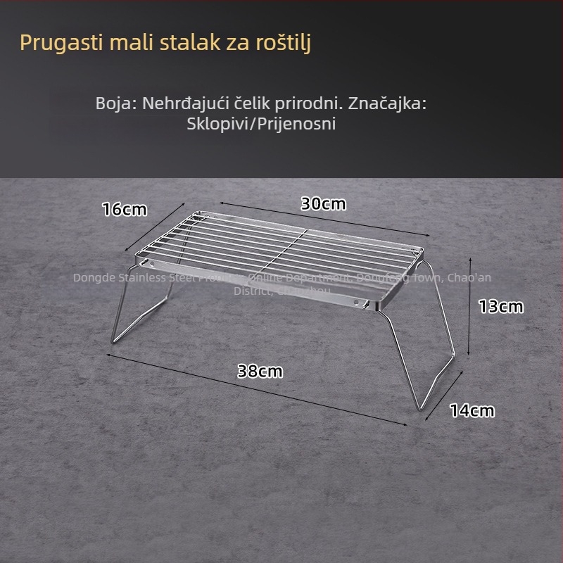Prijenosni gril od ne magnetnog nehrđajućeg čelika za otvoreno – kvadratni mali set za roštilj s ugljenom, za 3–5 osoba